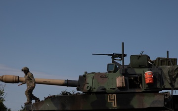 B Battery, 1st Battalion, 201st Field Artillery Regiment reacts to contact and shoots illumination rounds during Northern Strike 2024