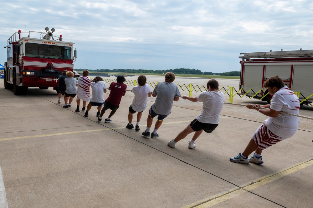 167th Airlift Wing hosts first Fire Truck Pull event for area high schoolers