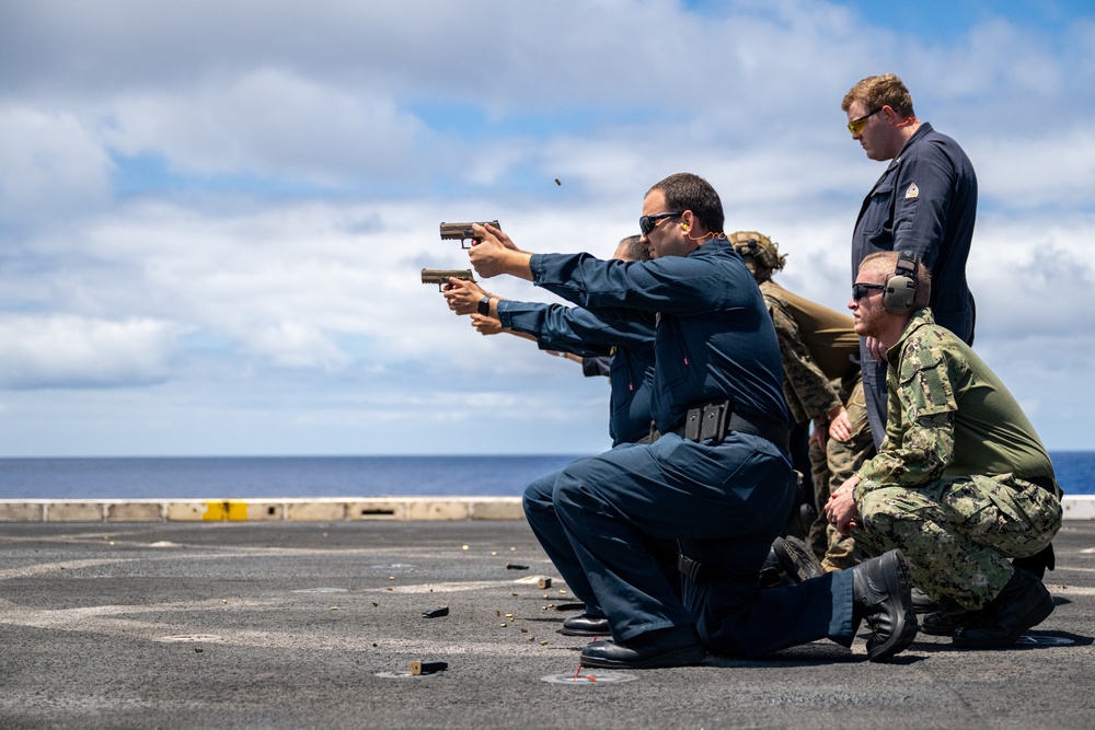 Live-fire exercises at sea aboard USS Somerset