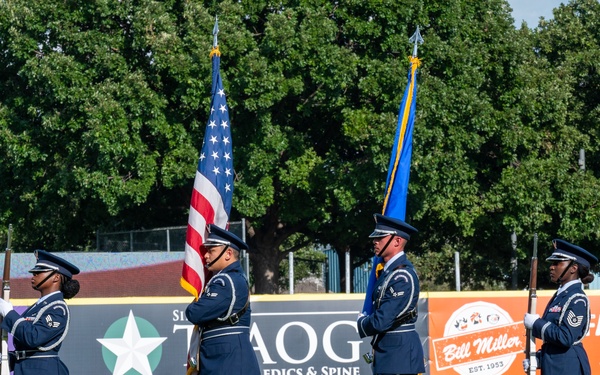 JBSA senior leader, service members participate at Missions Baseball military appreciation event