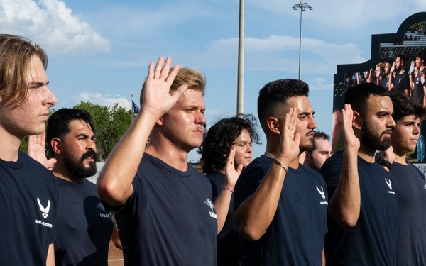JBSA senior leader, service members participate at Missions Baseball military appreciation event
