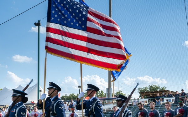 JBSA senior leader, service members participate at Missions Baseball military appreciation event
