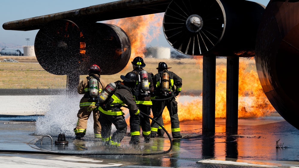 60th CES conducts live-burn training with local fire department
