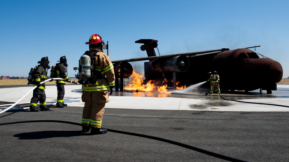 60th CES conducts live-burn training with local fire department