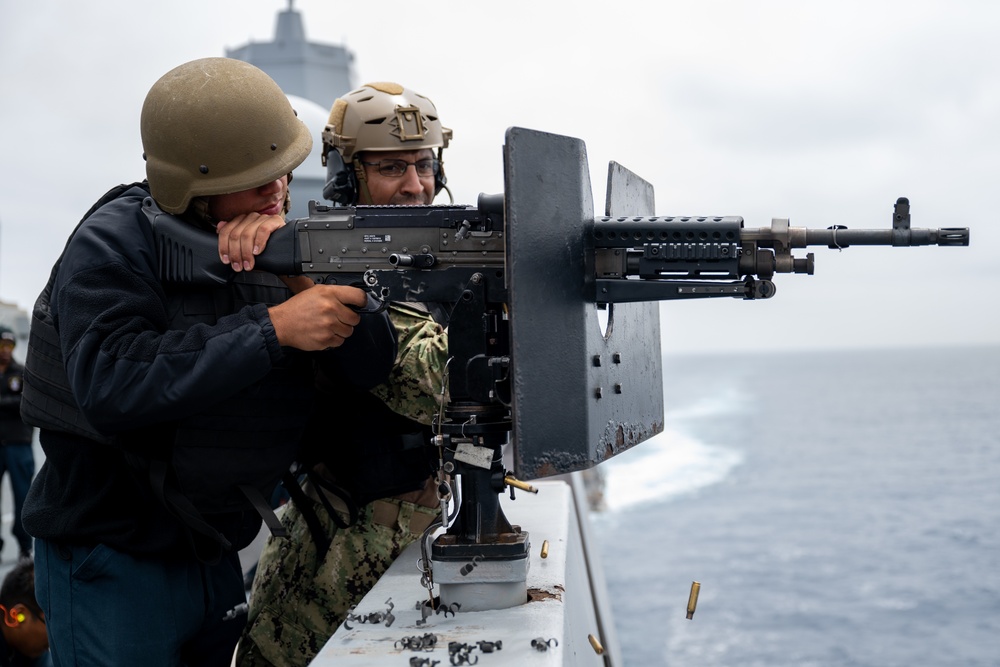 Live-fire exercises at sea aboard USS Somerset