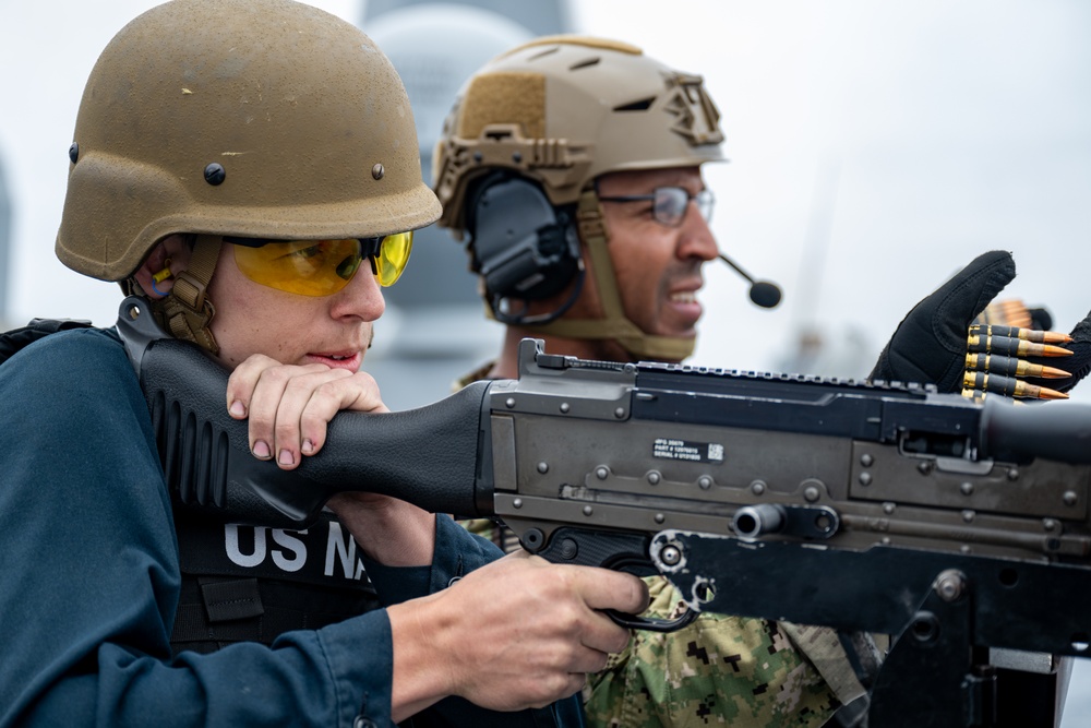 Live-fire exercises at sea aboard USS Somerset