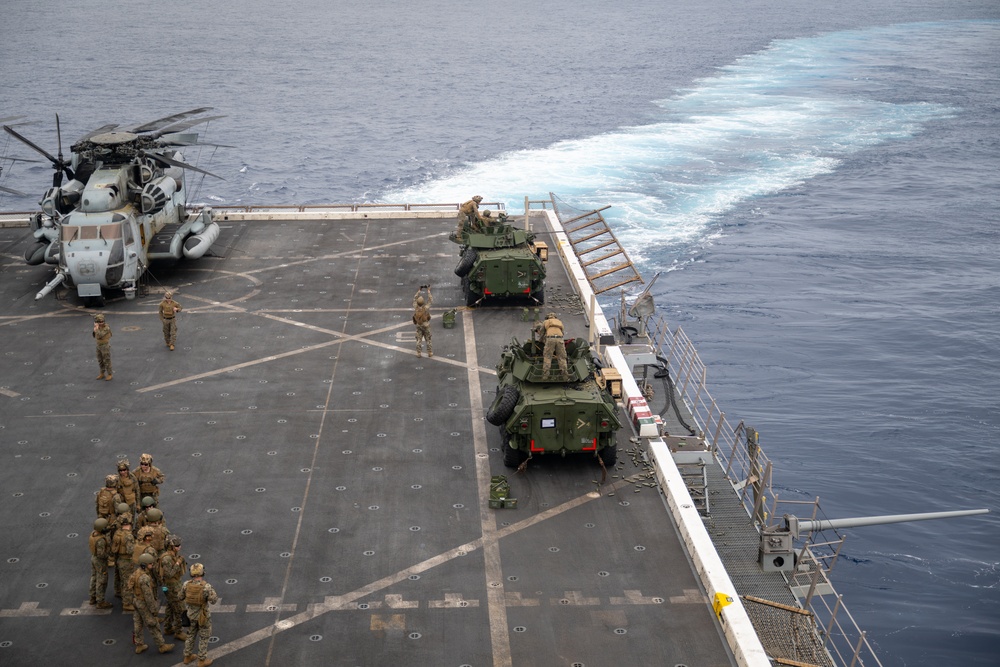 Live-fire exercises at sea aboard USS Somerset