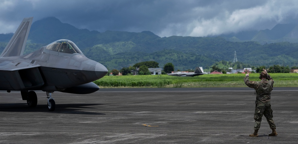 U.S. F-22s Land at Basa Air Base, Philippines during DFE operations