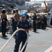 Sailors aboard the USS Howard conduct a sea and anchor detail in Yokosuka, Japan