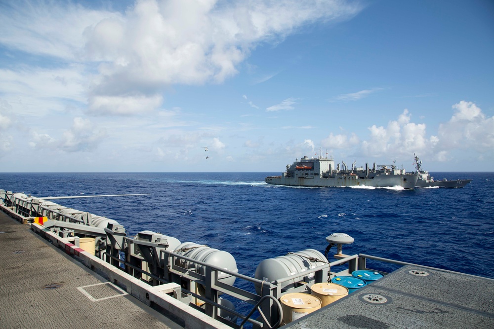 Abraham Lincoln receives cargo during a vertical replenishment