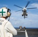 Abraham Lincoln receives cargo during a vertical replenishment