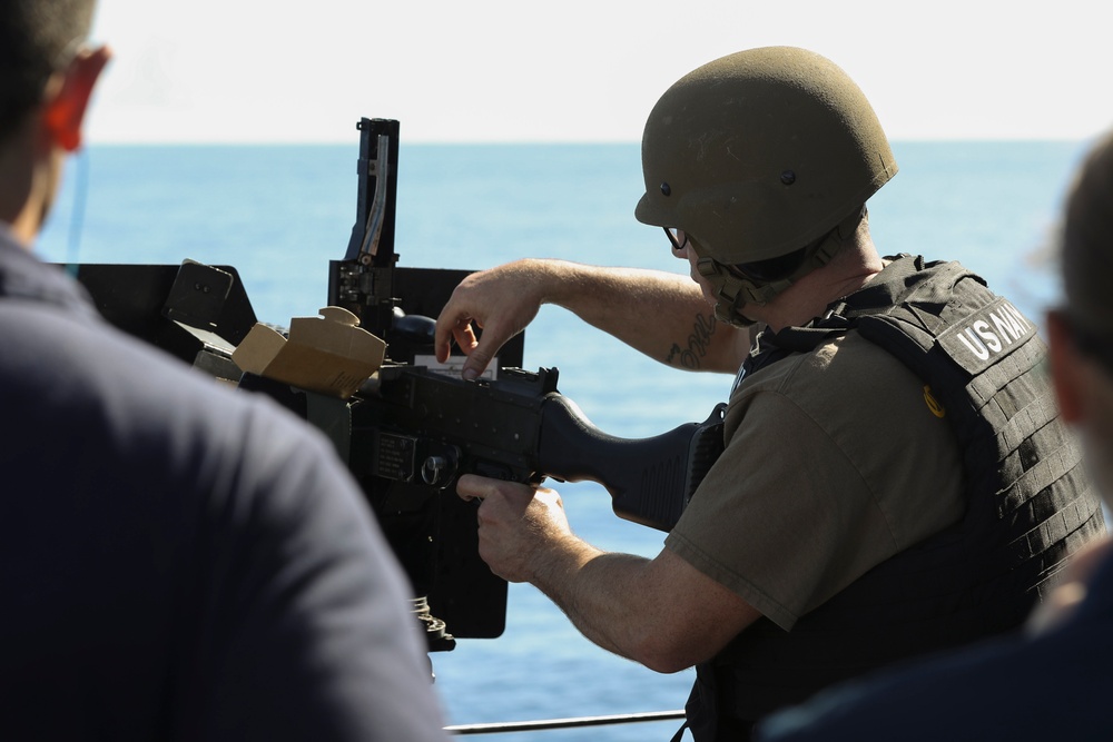 Frank E. Petersen Jr. conducts crew serve weapon shoot