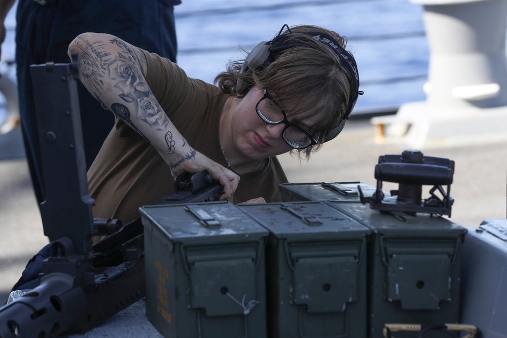 Frank E. Petersen Jr. conducts crew serve weapon shoot