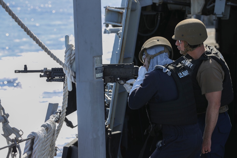 Frank E. Petersen Jr. conducts crew serve weapon shoot