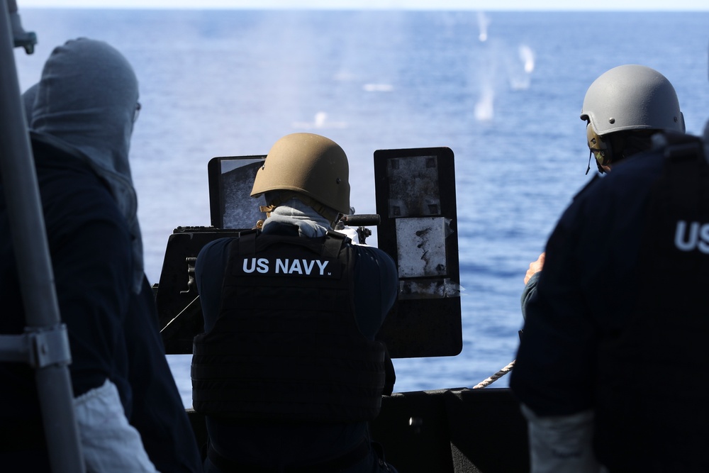 Frank E. Petersen Jr. conducts crew serve weapon shoot