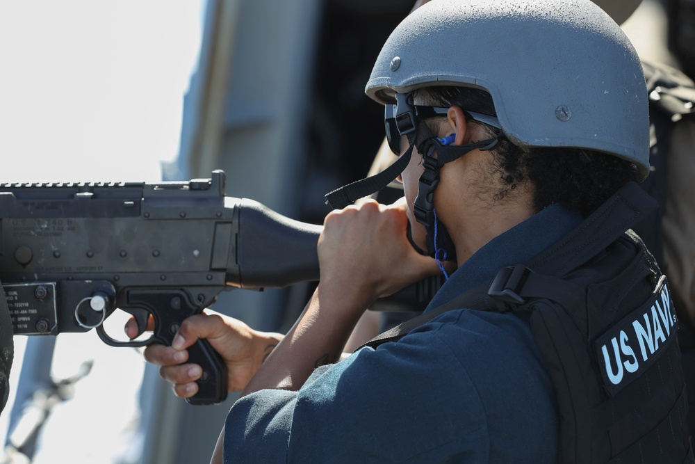 Frank E. Petersen Jr. conducts crew serve weapon shoot