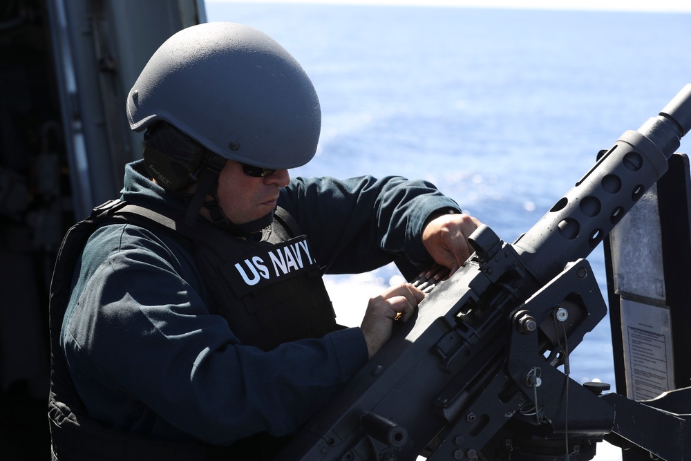 Frank E. Petersen Jr. conducts crew serve weapon shoot