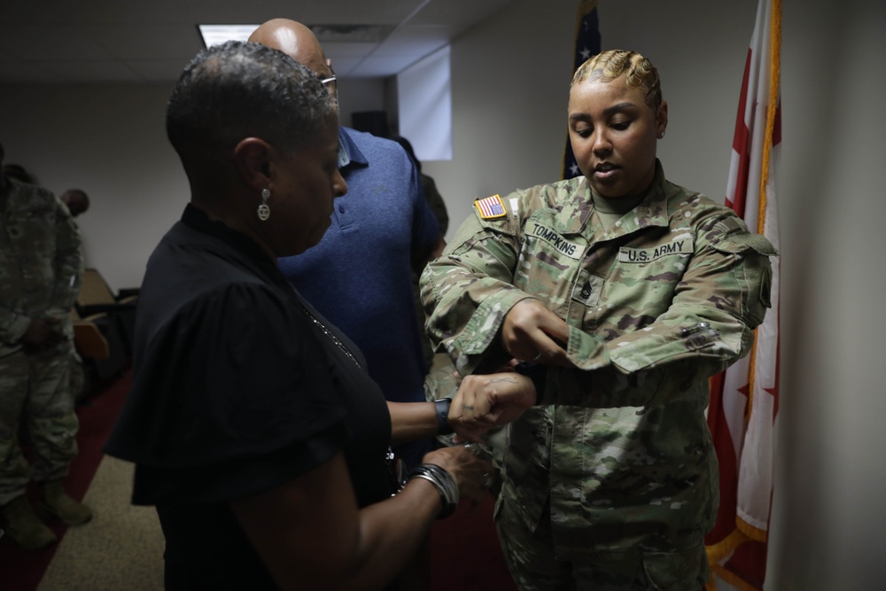 District of Columbia National Guard Joint Force Headquarters Hosts Promotion Ceremony for Sgt. 1st Class Alessandra Tompkins