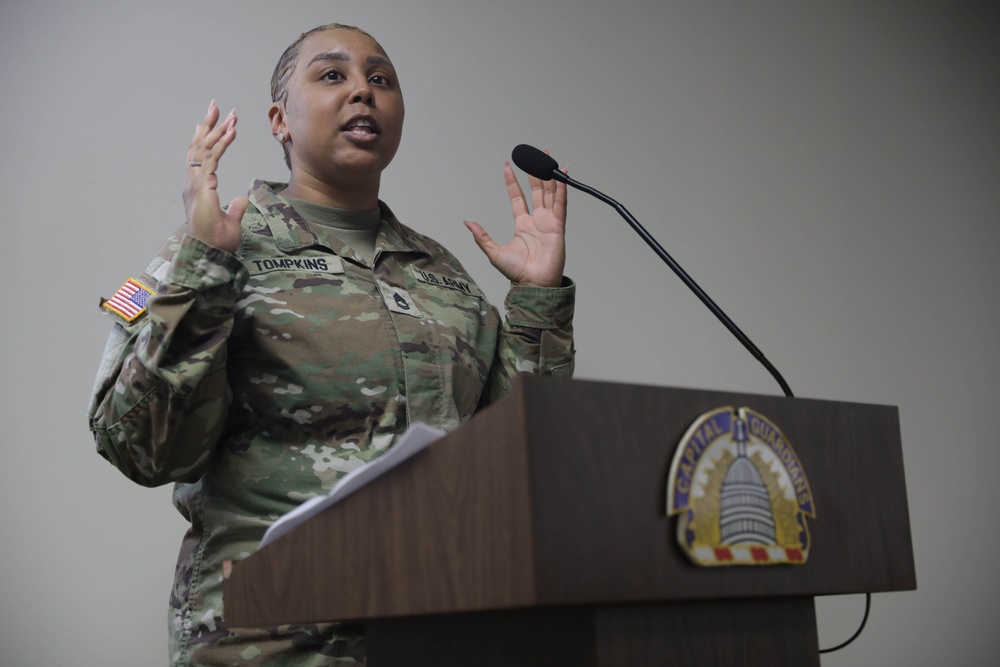 District of Columbia National Guard Joint Force Headquarters Hosts Promotion Ceremony for Sgt. 1st Class Alessandra Tompkins