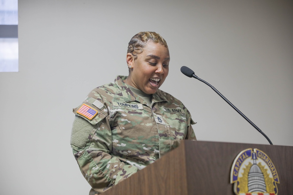 District of Columbia National Guard Joint Force Headquarters Hosts Promotion Ceremony for Sgt. 1st Class Alessandra Tompkins