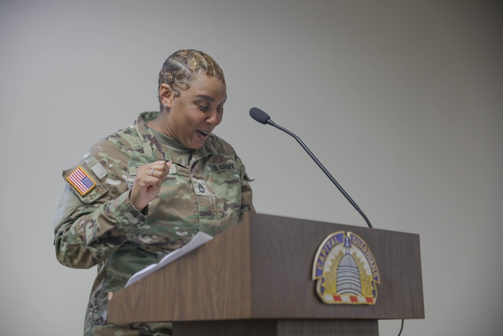 District of Columbia National Guard Joint Force Headquarters Hosts Promotion Ceremony for Sgt. 1st Class Alessandra Tompkins