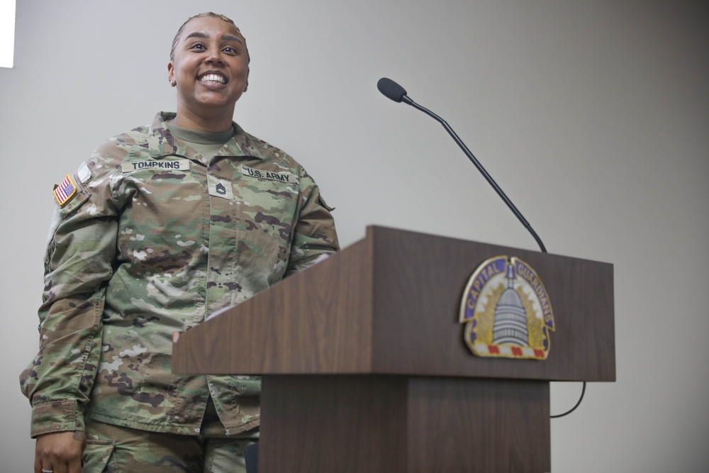 District of Columbia National Guard Joint Force Headquarters Hosts Promotion Ceremony for Sgt. 1st Class Alessandra Tompkins