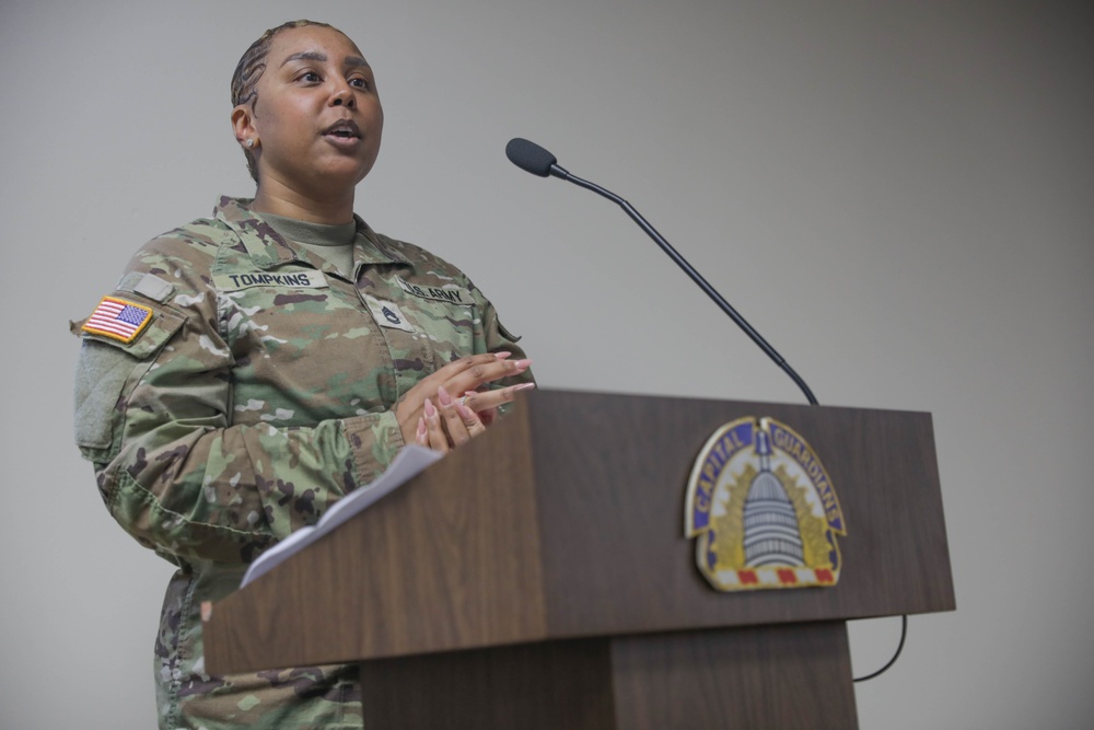 District of Columbia National Guard Joint Force Headquarters Hosts Promotion Ceremony for Sgt. 1st Class Alessandra Tompkins