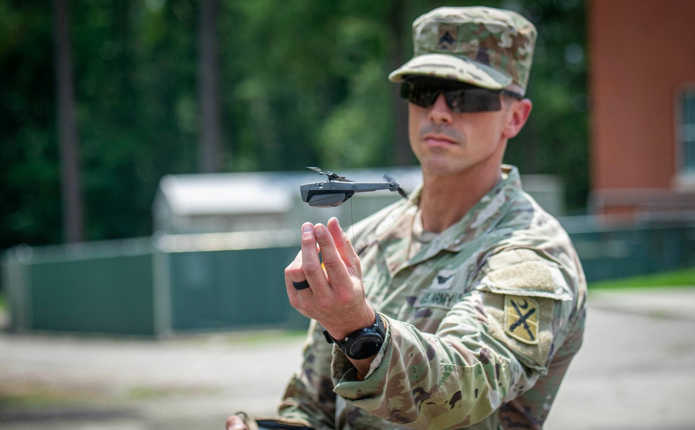 S.C. Army National Guard Soldiers conduct training on the Black Hornet Nano Unmanned Aerial Vehicle