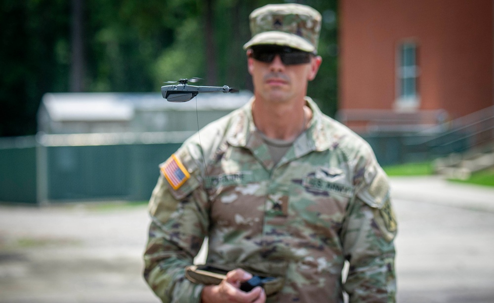 S.C. Army National Guard Soldiers conduct training on the Black Hornet Nano Unmanned Aerial Vehicle