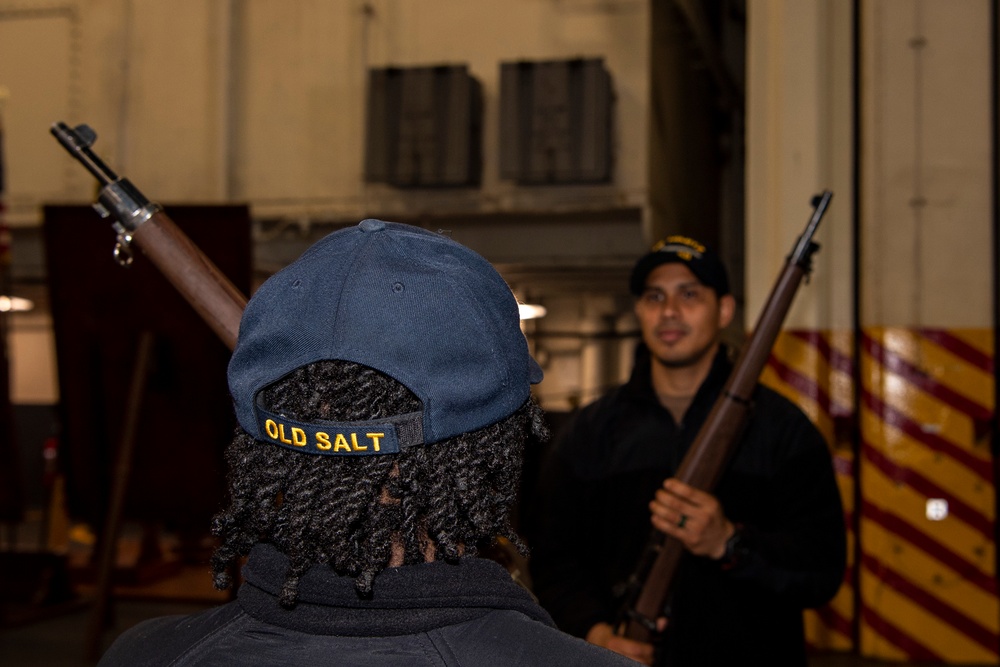 Nimitz Sailors Practice Honor Guard