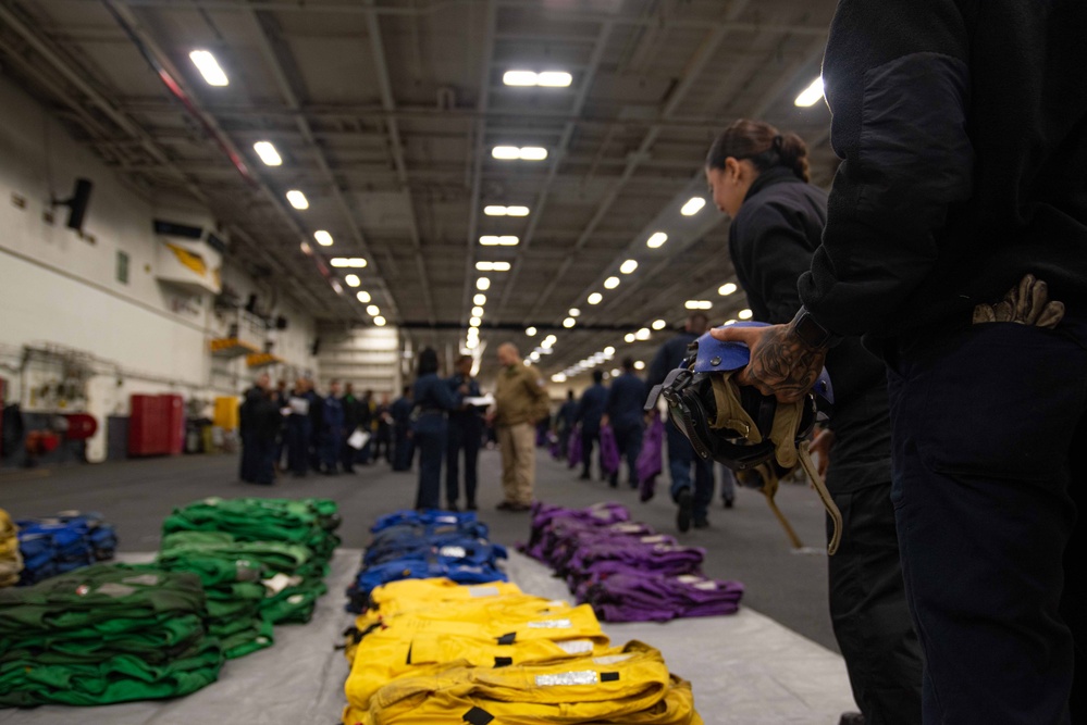USS Ronald Reagan (CVN 76) conducts an MK-1 Life Preserver inspection