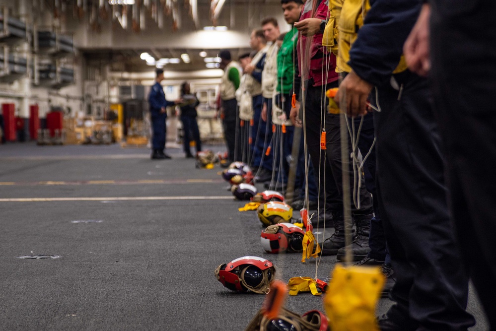 USS Ronald Reagan (CVN 76) conducts an MK-1 Life Preserver inspection