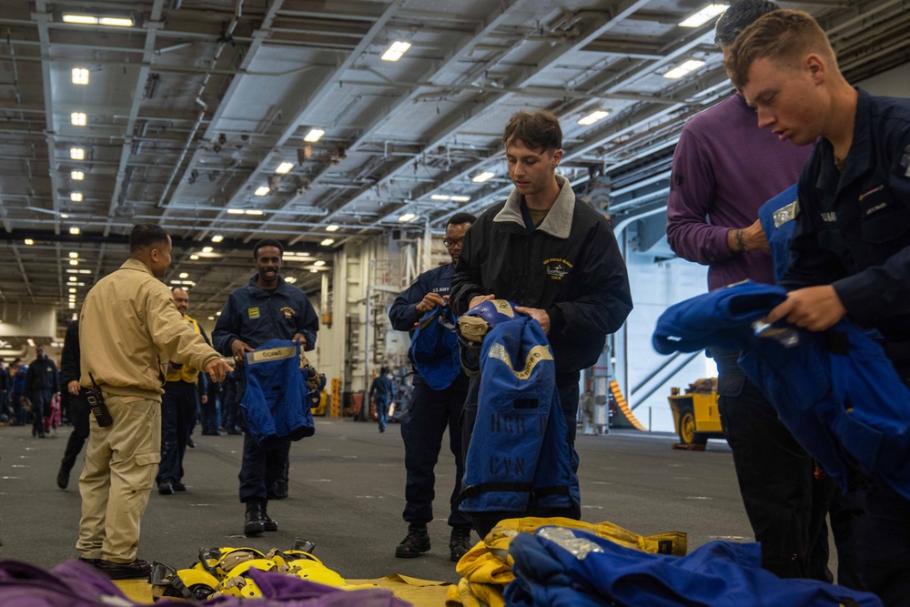USS Ronald Reagan (CVN 76) conducts an MK-1 Life Preserver inspection