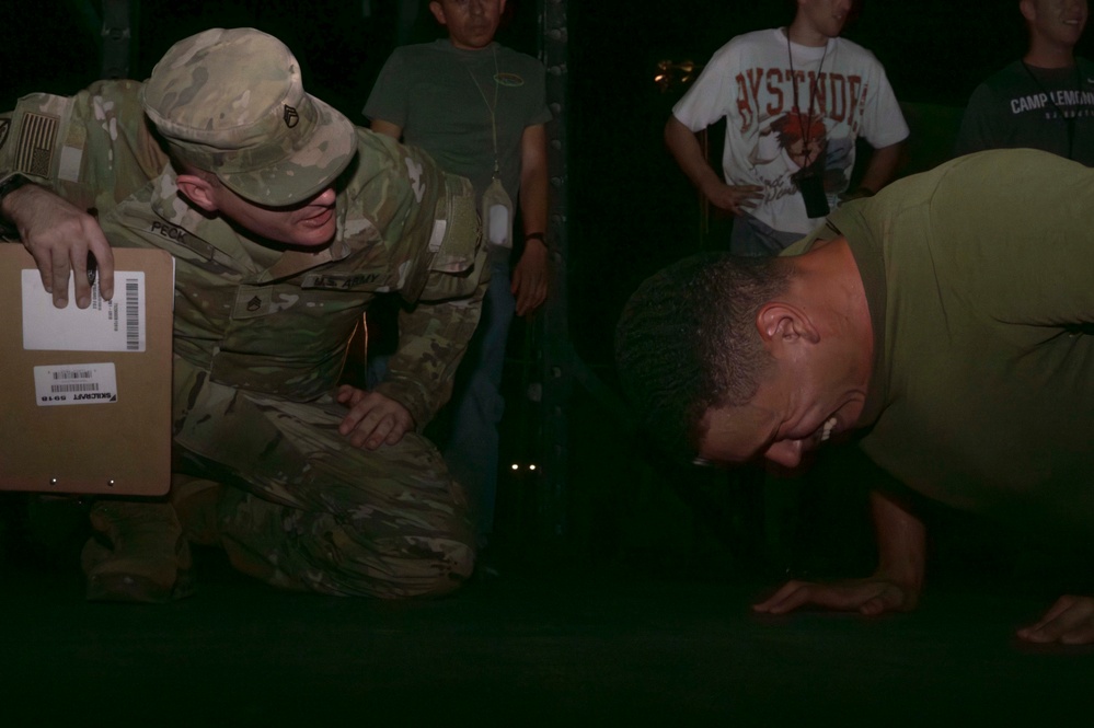 Service members complete assessment for the  French Desert Commando Course