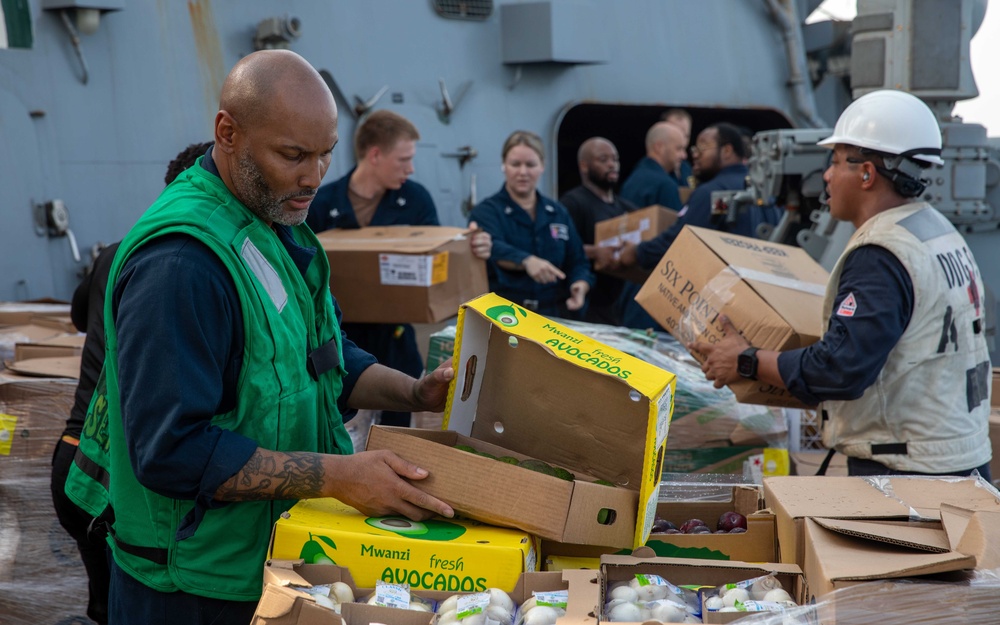 USS Russell Conducts a RAS with USNS Big Horn