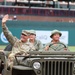 FCOE CG hitches a ride in WWII Jeep at baseball game