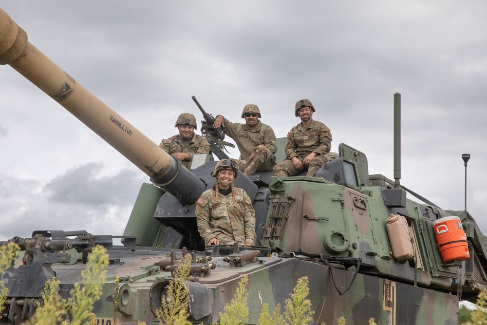 B Battery, 1st Battalion, 201st Field Artillery Regiment reacts to contact and shoots illumination rounds during Northern Strike 2024