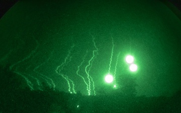 B Battery, 1st Battalion, 201st Field Artillery Regiment reacts to contact and shoots illumination rounds during Northern Strike 2024