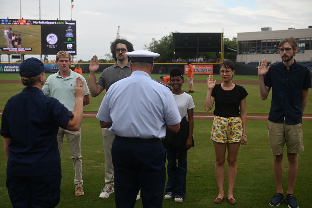 Coast Guard night at the Norfolk Tides game