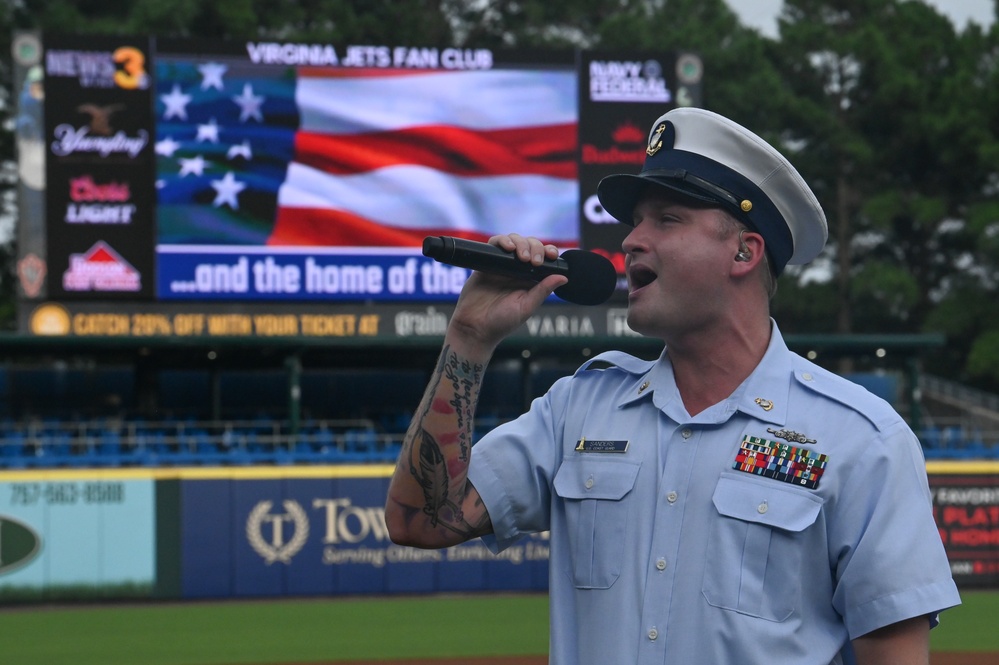 Coast Guard night at the Norfolk Tides game