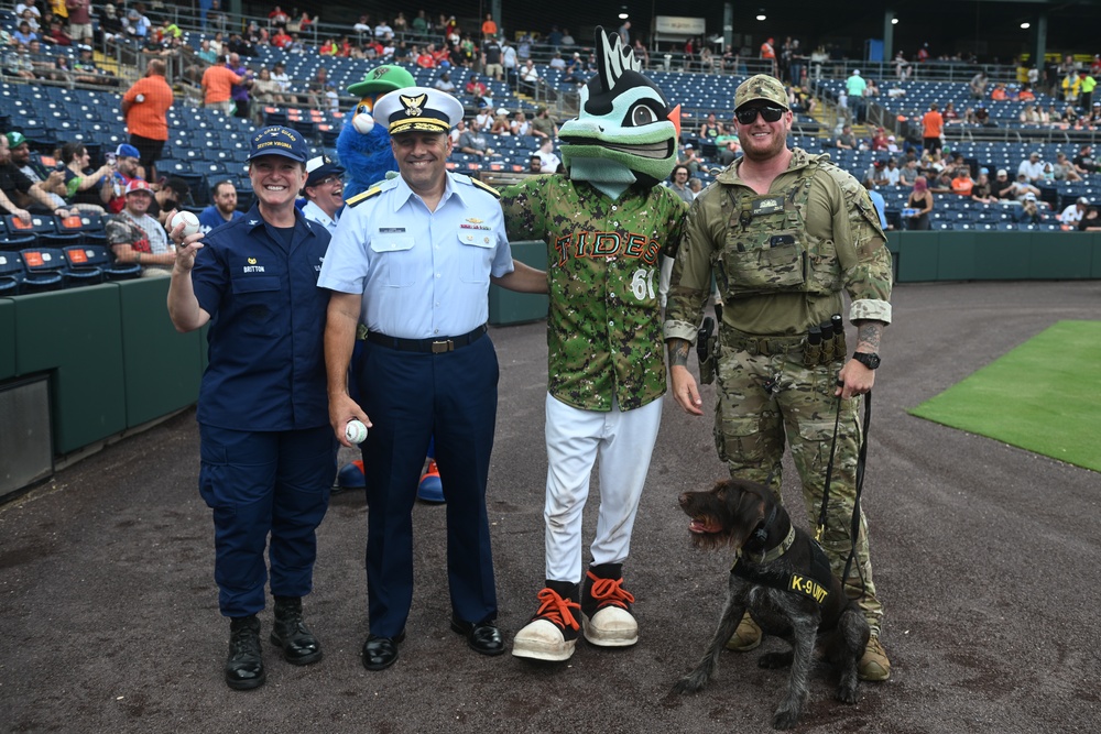 Coast Guard night at the Norfolk Tides game