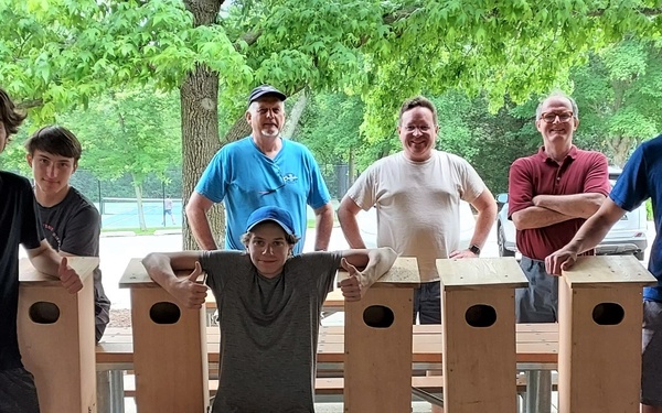 NAVFAC PWD Great Lakes and Troop 46 Eagle Scout Service Project Install Wood Duck Nesting Boxes and Park Bench