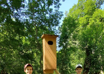 NAVFAC PWD Great Lakes and Troop 46 Eagle Scout Service Project to Install Wood Duck Nesting Boxes and Park Bench