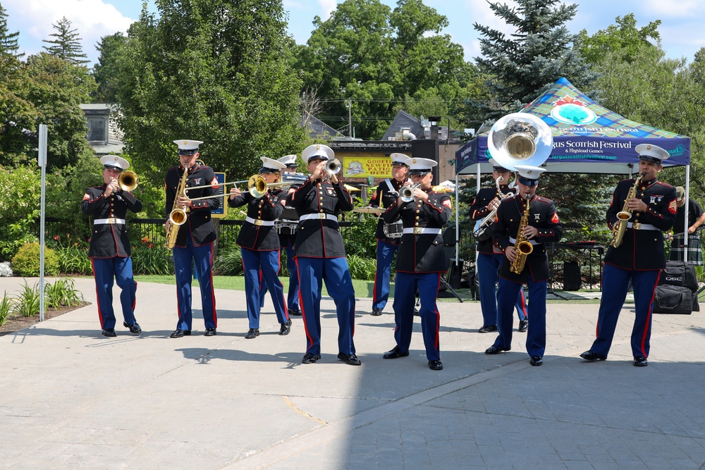 The 2nd Marine Aircraft Wing (MAW) Band performs at the Grand Riverwalk during the Fergus Scottish Festival &amp; Highland Games