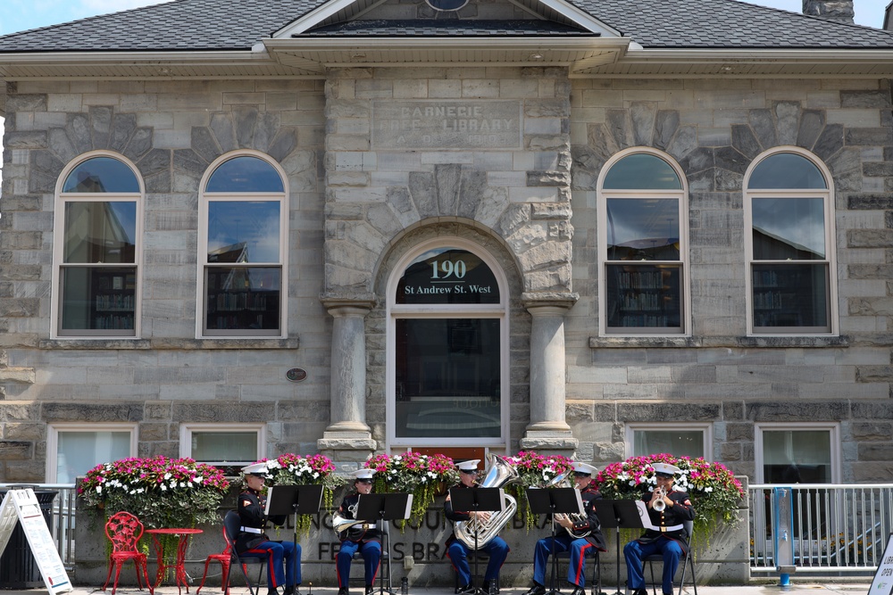 The 2nd Marine Aircraft Wing (MAW) Band performs at the Grand Riverwalk during the Fergus Scottish Festival &amp; Highland Games