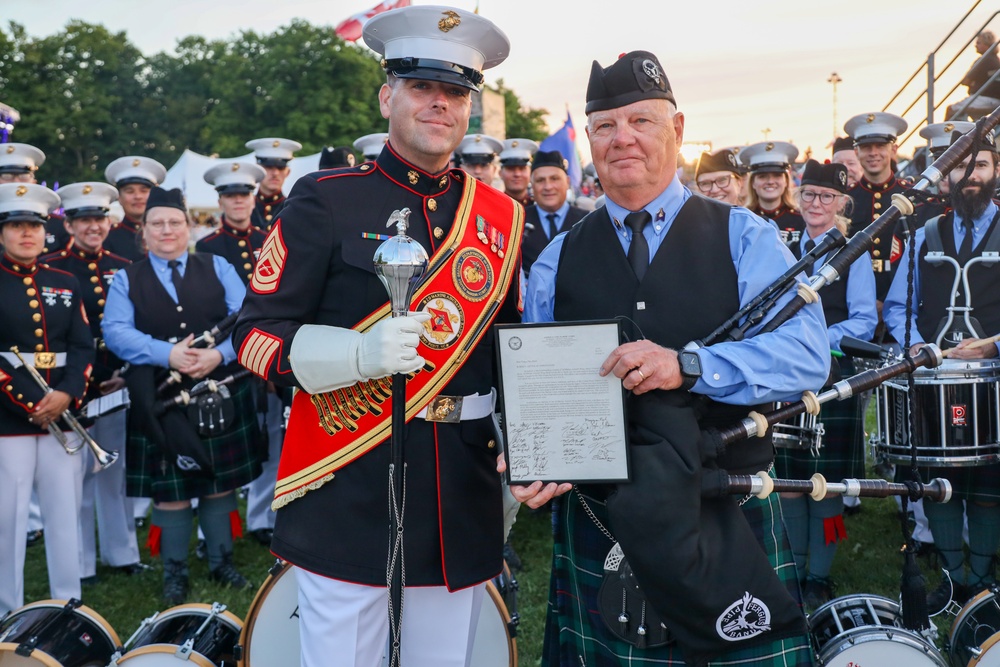 Lights, Camera, Music: The 2nd Marine Aircraft Wing (MAW) Band performs at the Fergus Scottish Festival &amp; Highland Games