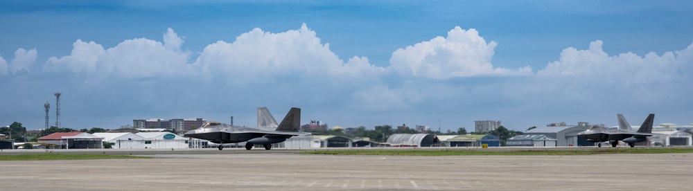 U.S. F-22s Land at Mactan–Benito Ebuen Air Base, Philippines during DFE operations