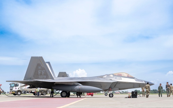 U.S. F-22s Land at Mactan–Benito Ebuen Air Base, Philippines during DFE operations