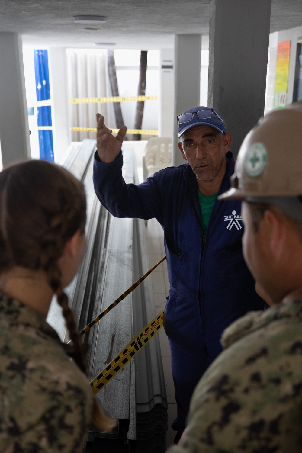 US Navy Seabees work at a construction site in Cartagena, Colombia