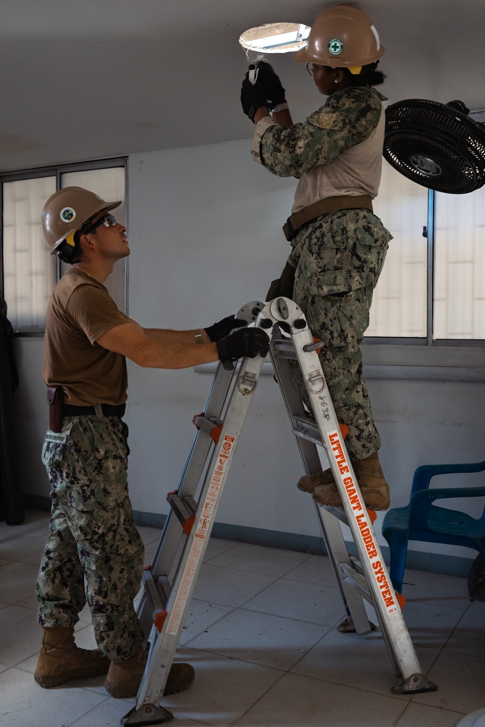 US Navy Seabees work at a construction site in Cartagena, Colombia